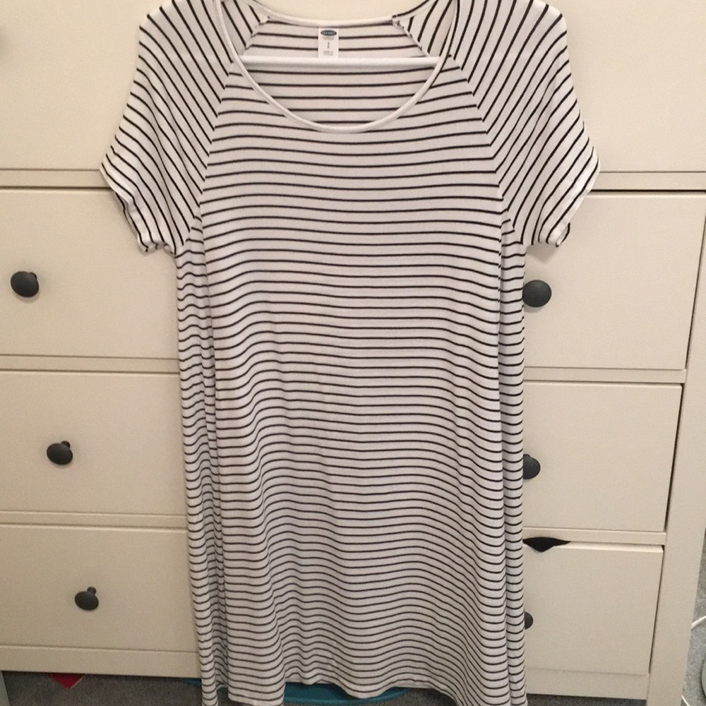 Black and white striped t-shirt dress